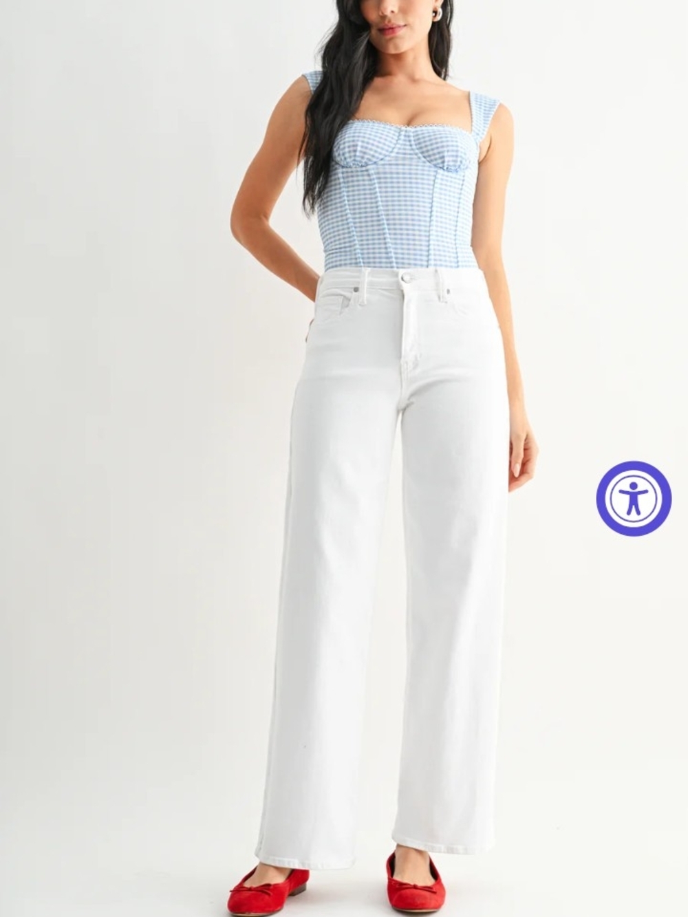 High-Rise White Wide-Leg Jeans for Women
